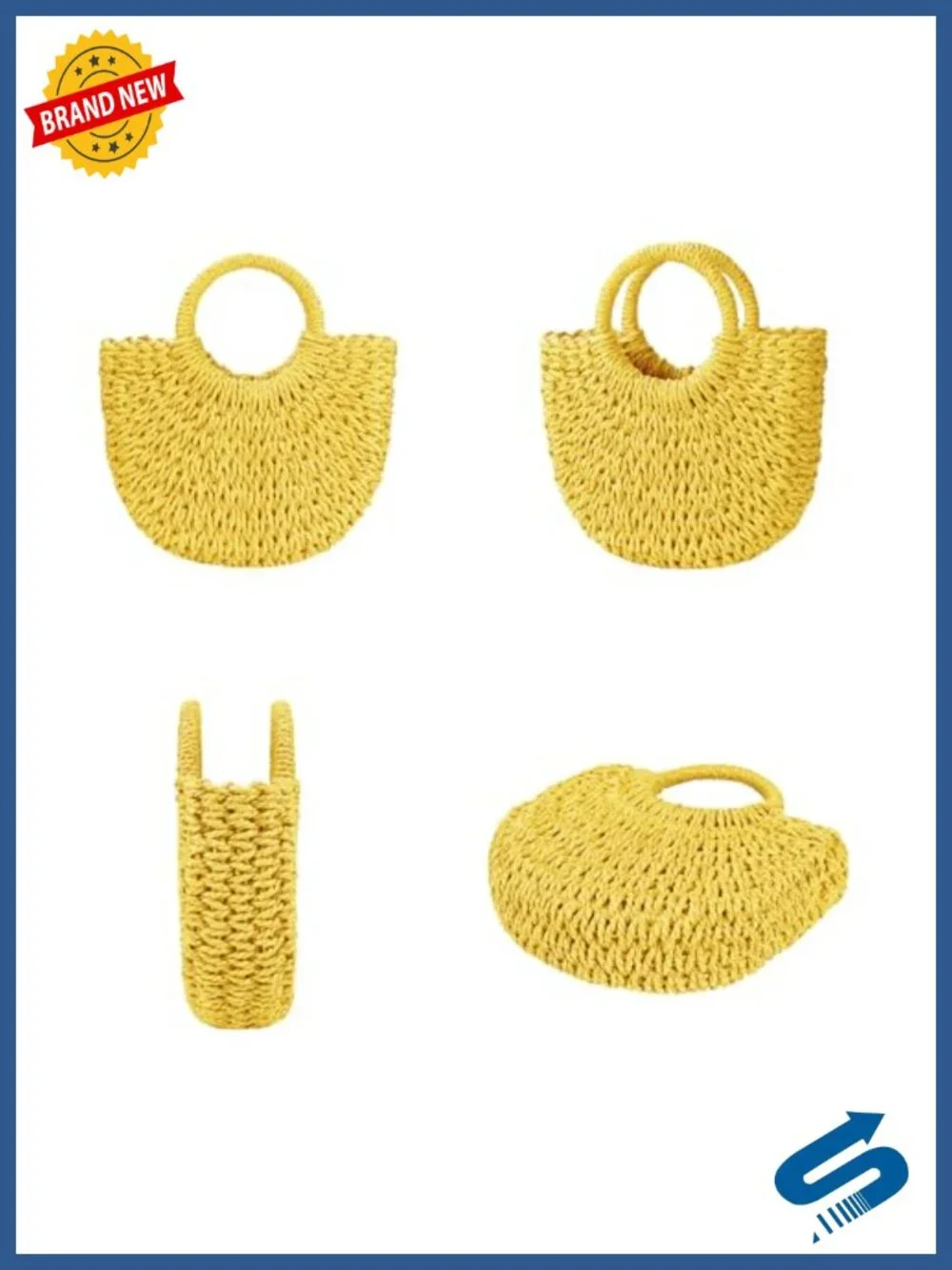 Straw Beach Bag Woven Crossbody Shoulder Tote Satchel Handbag for Summer